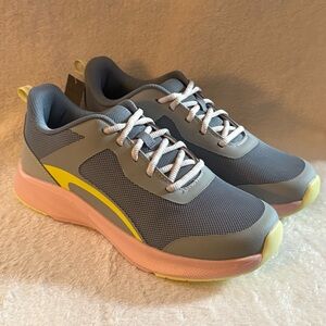 Athletic Works Gray and Yellow Women's Mesh Sneakers New Size 8.5 Lace Up